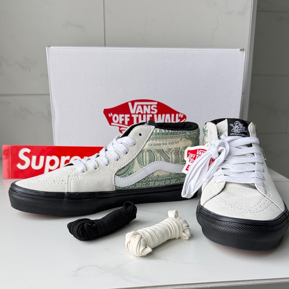 Supreme Vans Skate Grosso Mid “Dollar Bill” 💵